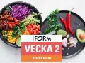 En färgstark bowl med köttfärs, majs, rödkål, tomat, avokado och lime. Text: "iFORM VEcka 2 1500 kcal".