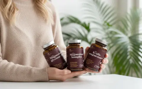 Person håller tre burkar magnesiumtillskott. Kan hjälpa mot bland annat magnesium illamående.